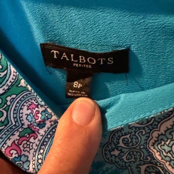 Talbots RETRO PAISLEY FIT-AND-FLARE DRESS Women's Sz 8p 18" PTP MIDI - Picture 3 of 8